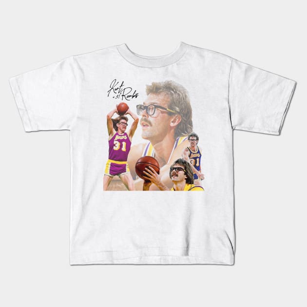 Kurt Rambis Vintage Style Basketball Kids T-Shirt by darklordpug